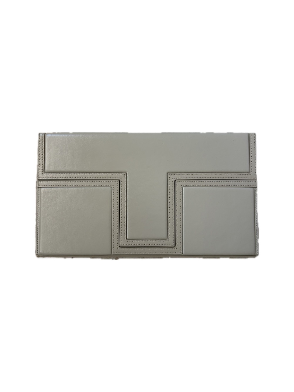 TOTÊME T-Flap Leather Envelope Clutch in Ash Grey / Taupe